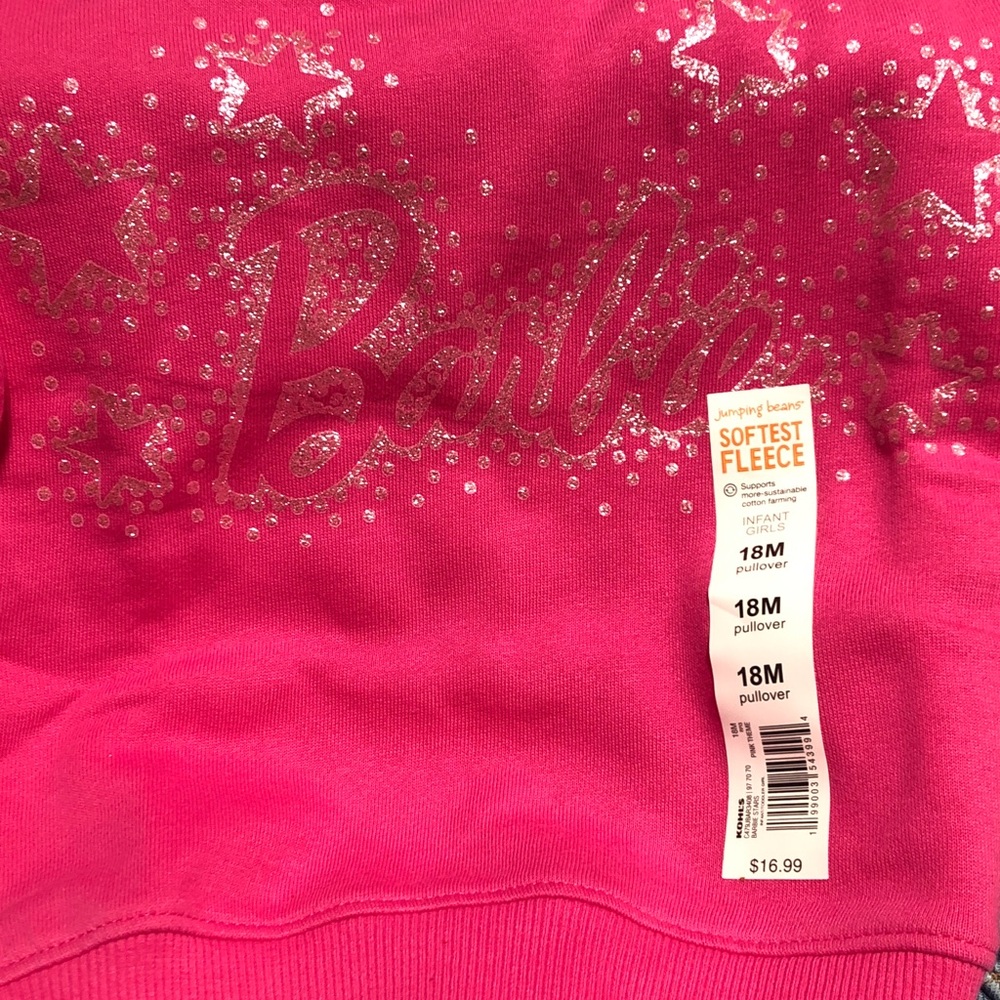 Pink Barbie Sweatshirt and Blue Jeans Set NWT - Picture 2 of 4